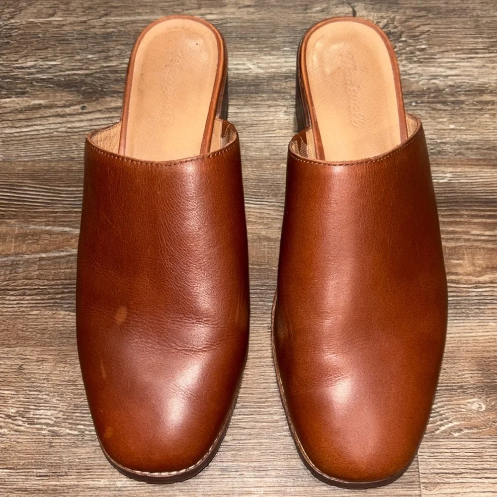 Madewell leather upper slip on heeled shoes women’s size 10. - Picture 2 of 9